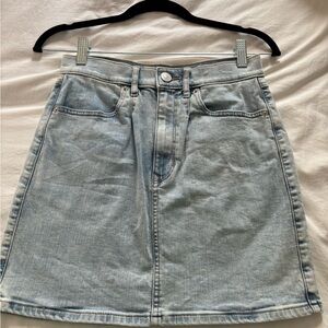 High Rise Denim A-Line Skirt